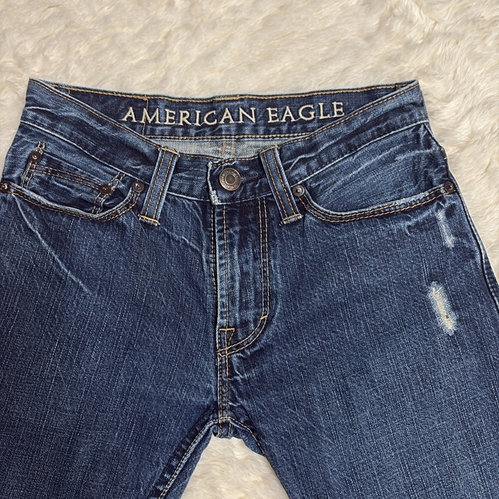 American Eagle Outfitters Men's Dark Wash Straight Jeans - Picture 2 of 7
